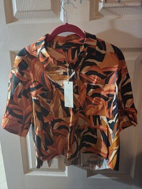 Shore Short-Sleeve Button-Up Blouse Womens